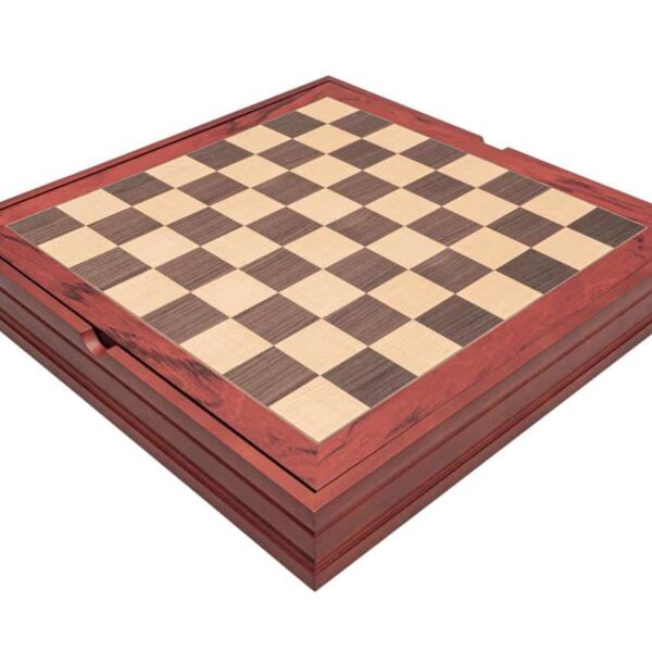 Petit Echiquier en Bois d'Erable et de Noyer avec Compartiment de Rangement