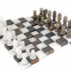 Jeu d'Echecs et Echiquier 3D en marbre Gris et Blanc