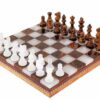 Jeu d'Echecs et Echiquier en Marbre Marron et Blanc