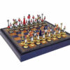 Jeu d'Echecs Napoléon III en Métal et Echiquier en Similicuir II