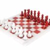 Jeu d’Echecs et Echiquier en Marbre Rouge et Blanc