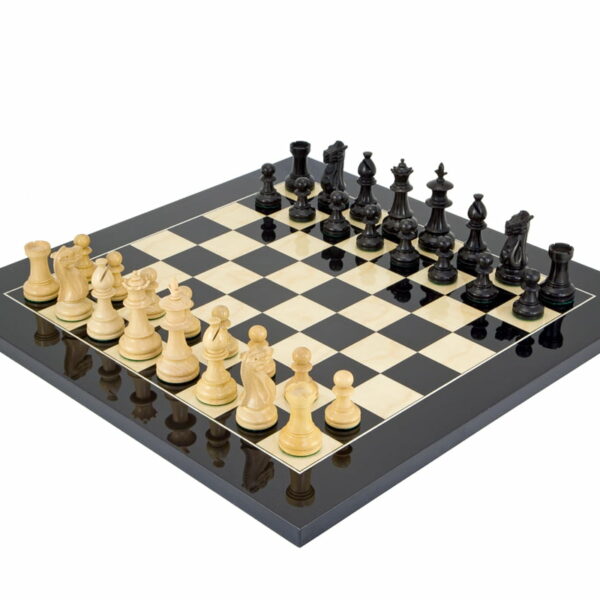 Echiquier et Jeu d'Echecs en Bois Noir et Blanc - Moderne 4