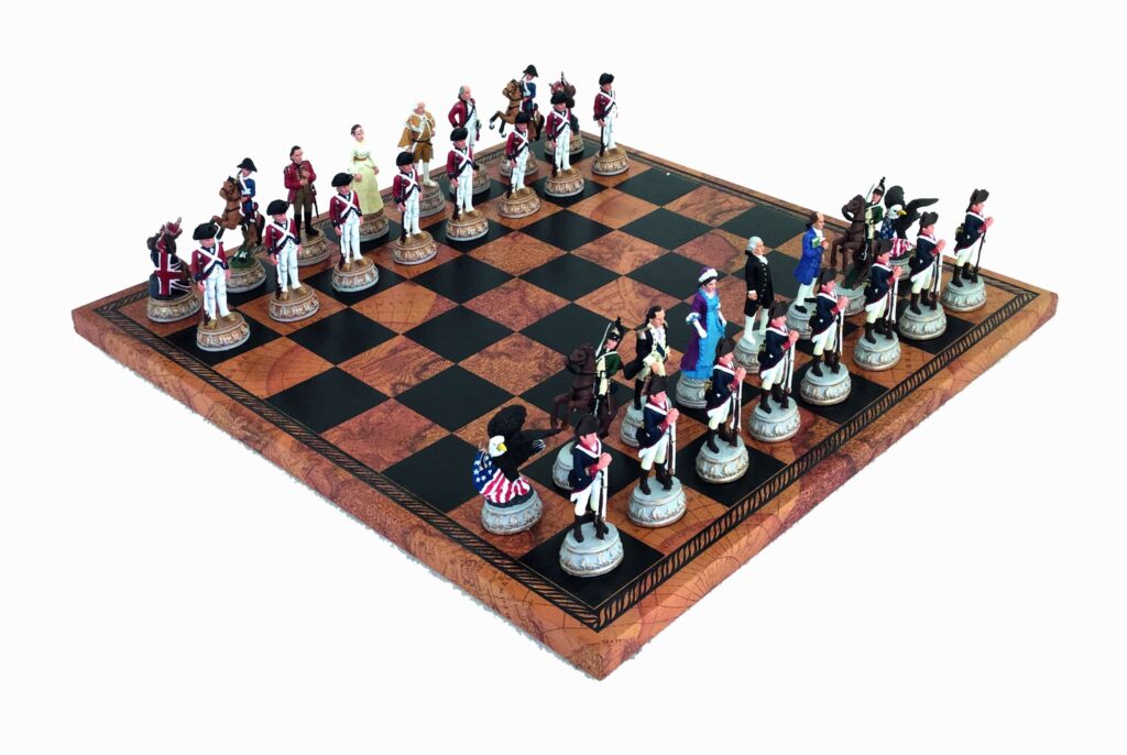 Jeu d'échec complet La révolution américaine Cuir Roi 7,5 cm Jeu d'échec complet La révolution américaine Cuir Roi 7,5 cm