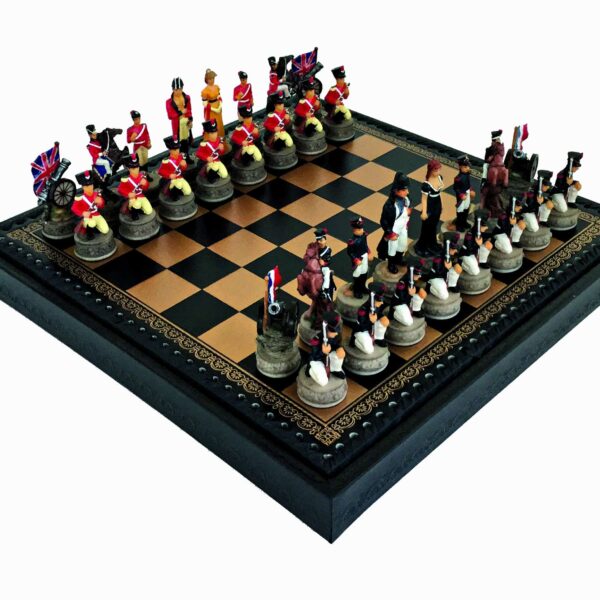 Ensemble Jeu d'Echecs Bataille de Waterloo 2 et Echiquier Noir avec Rangement