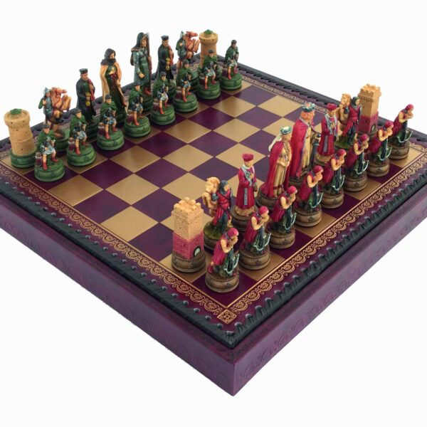 Ensemble de Jeu d’Echecs La Légende de Camelot 4 et Echiquier Rouge avec Rangement