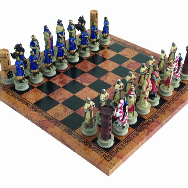 Ensemble Jeu d'Echecs Les Croisades et Echiquier Similicuir