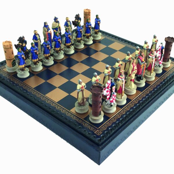 Ensemble Jeu d'Echecs Les Croisades 2 avec Rangement en Similicuir