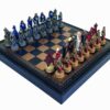 Ensemble Jeu d'Echecs Le Roi Arthur et Echiquier Bleu avec Rangement
