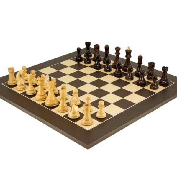 Ensemble Jeu d'Echecs King 1 Pièces Echecs en Bois de Rose et Echiquier en Bois de Wengé et Erable