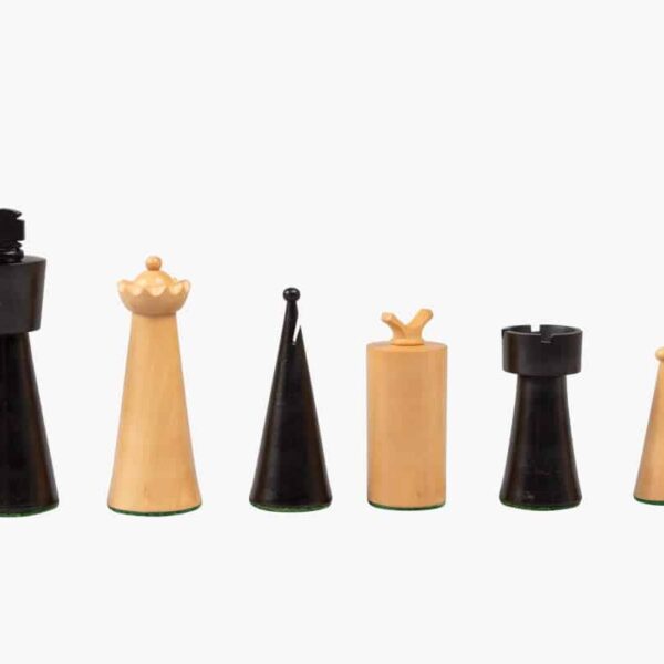 Pièces d'Echecs Moderne Art Déco 1 en Bois de Buis Ebonisé