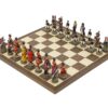 Ensemble Jeu d'Echecs Bataille de Waterloo 1 et Echiquier en Bois de Noyer et Erable