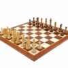 Ensemble Jeu d'Echec King 12 - Pièces Echecs en Bois de Rose Doré et Echiquier en Bois d'Erable et Noyer