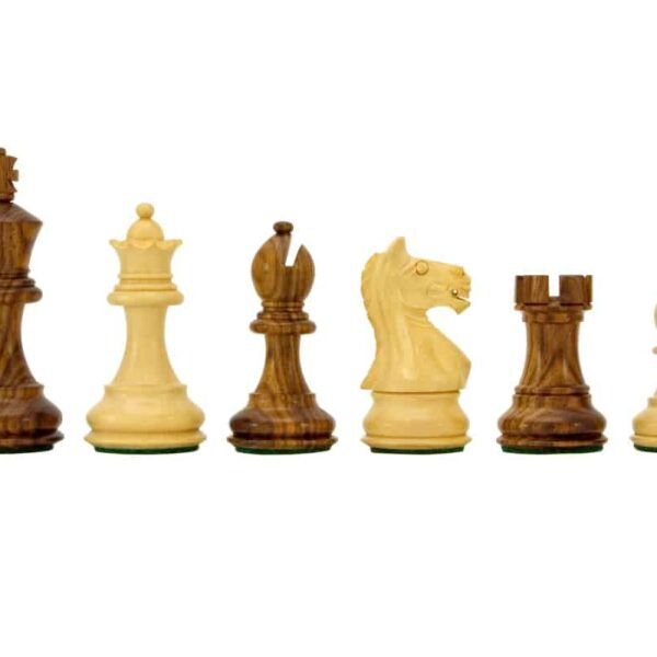 Pièces Echecs King 27 en Bois de Rose Doré et Buis et Coffret de Rangement en Bois