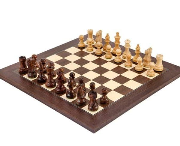 Ensemble Roi Franc 2 - Pièces d'Echecs en Bois de Rose et Echiquier en Bois d'Erable