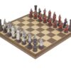 Ensemble Jeu Echecs Les Templiers et Echiquier en Bois de Noyer et Erable