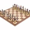 Ensemble Jeu d'Echecs Napoléon contre les Russes et Echiquier en Bois de Noyer et érable