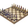 Ensemble Jeu d'Echecs Pirates contre la Marine royale et Echiquier en Bois de Noyer et d'Erable