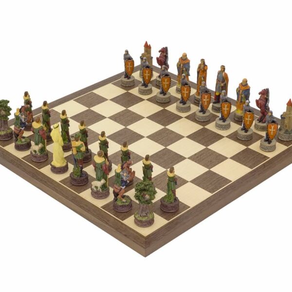 Ensemble Jeu d'Echecs Robin des Bois et Echiquier Bois de Noyer et Erable