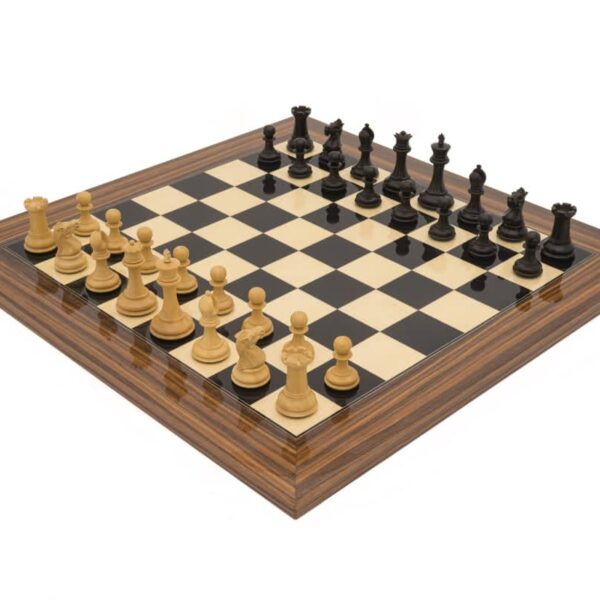 Ensemble Jeu d'Echec King 4  en Bois d'Anegre Noir, Erable et Palissandre