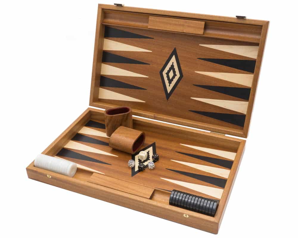Jeu de backgammon en acajou, ivoire et ébène