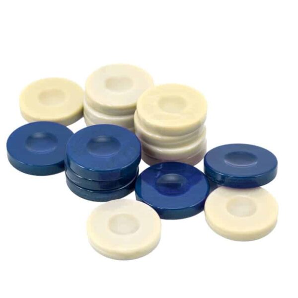 Pions Backgammon en Galalithe Bleu