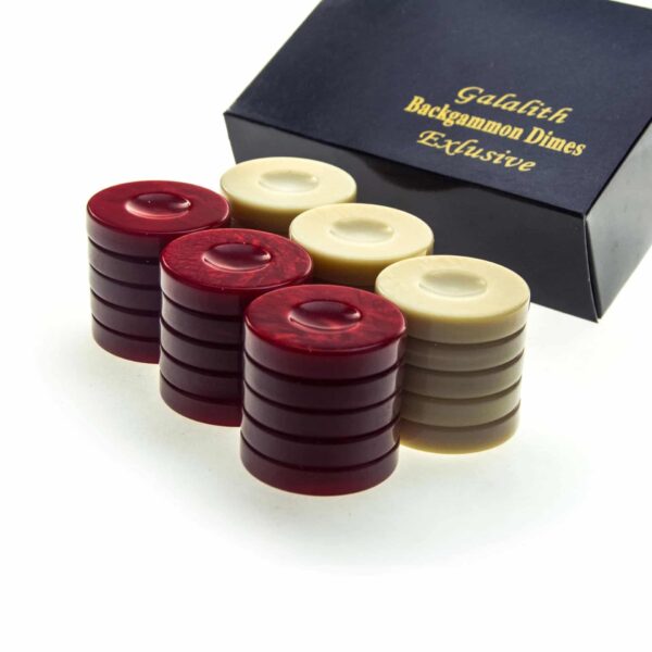 Pions Backgammon en Galalithe Rouge