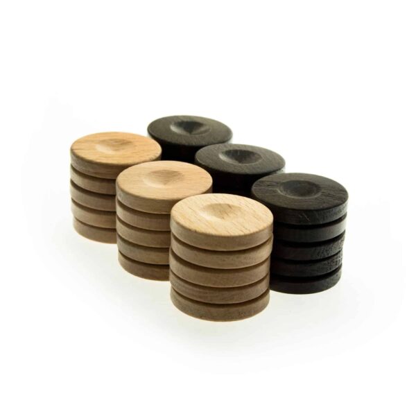 Pions Backgammon en Bois Naturel & Brun