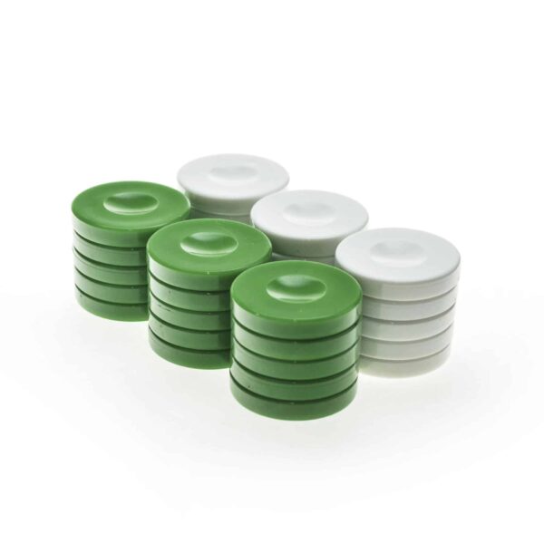 Pions Backgammon Vert & Blanc