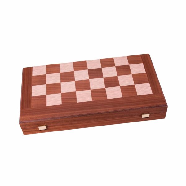 Jeu 3 en 1 Backgammon, Jeu d'Echecs et Jeu de Dames de Voyage en Bois d’Acajou