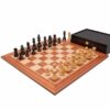 Jeu d'Echecs King 17 - Pièces Echecs en Bois de Buis Ebonisé et Echiquier en Bois d'Acajou