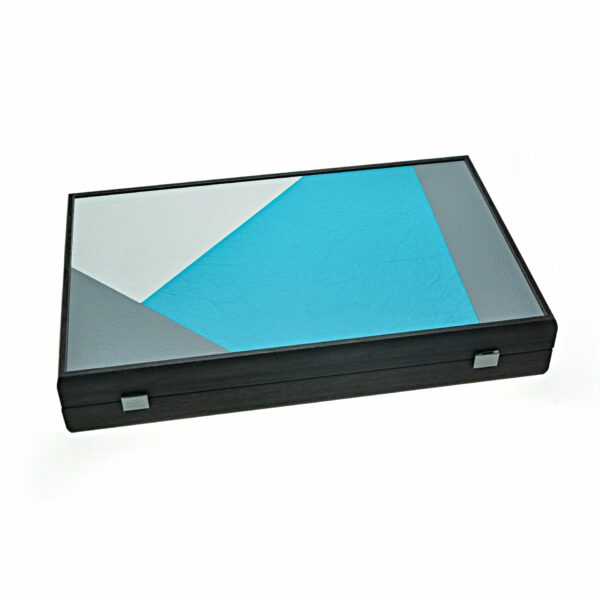 Backgammon Art Minimaliste Turquoise en Bois