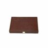 Backgammon de Voyage Tressé Marron Foncé et en Bois