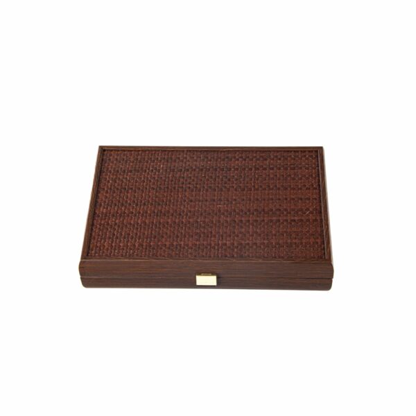 Backgammon de Voyage Tressé Marron Foncé et en Bois