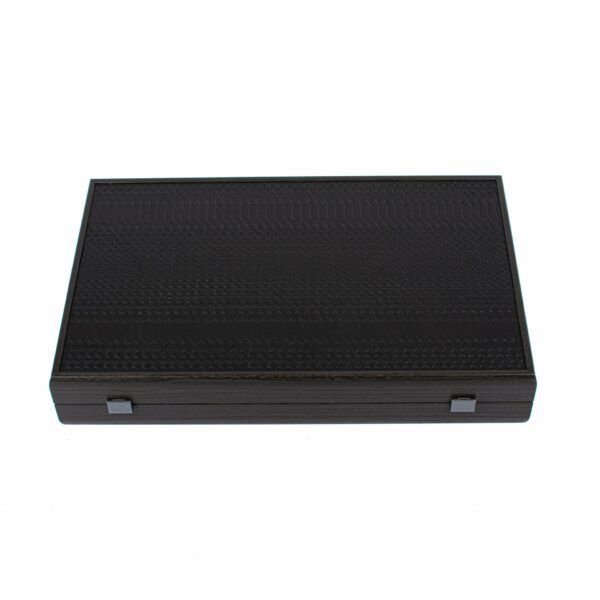 Backgammon Pliable Effet Serpent en Cuir Noir et Bois