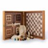 Jeu Combiné 4 en 1 en Bois Style Classique - Échecs/Backgammon/Ludo/Serpents