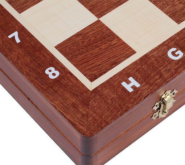 Jeu d'Échecs Lesté Staunton Taille 5 - Échiquier Pliant en Acajou et Sycomore avec Rangement