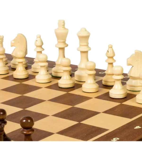 Ensemble d'Échecs de Tournoi N°4 avec Pièces Sunrise Staunton et Plateau Incrusté