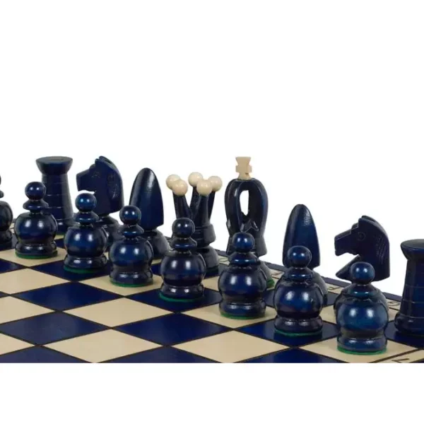 Grands Échecs Royaux en Bois – Couleur Bleue