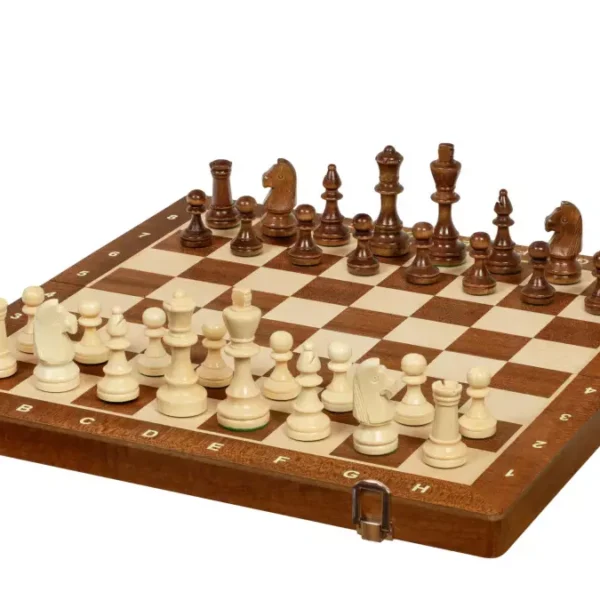 Ensemble d'Échecs de Tournoi Sunrise n°4 Exclusive avec Plateau en Mahogany et Pièces Staunton
