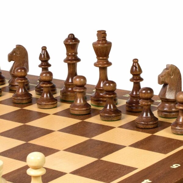 Pieces Echecs Staunton en Bois et Echiquier en Bois Lettres et Chiffres - 40 x 40 cm