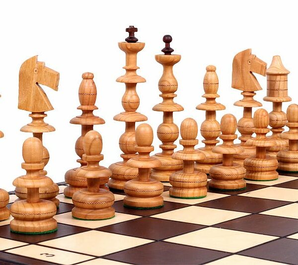 Jeu d'Échecs Longiligne en Bois de Cerisier - Échiquier Pliant