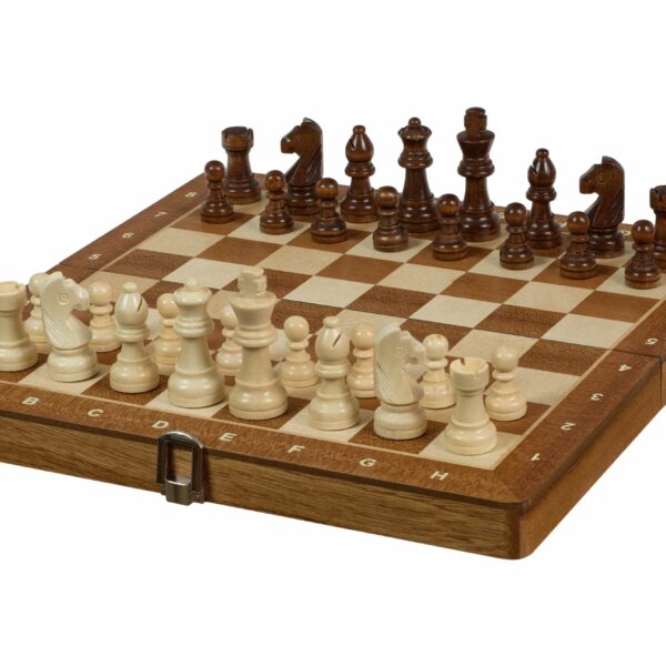 Échecs Magnétiques en Acajou et Érable - Ensemble de Voyage Compact avec Plateau Intégré et Pièces Staunton