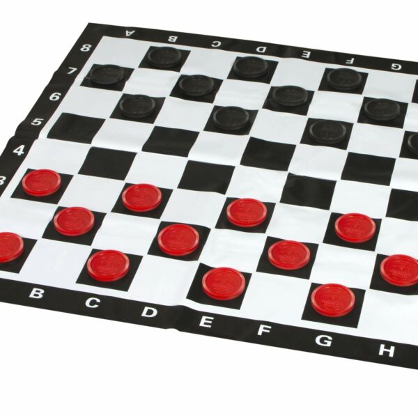 Ensemble d’Échecs et Dames en Plastique Résistant aux Intempéries avec Échiquier en Vinyle - Idéal pour Intérieur et Extérieur