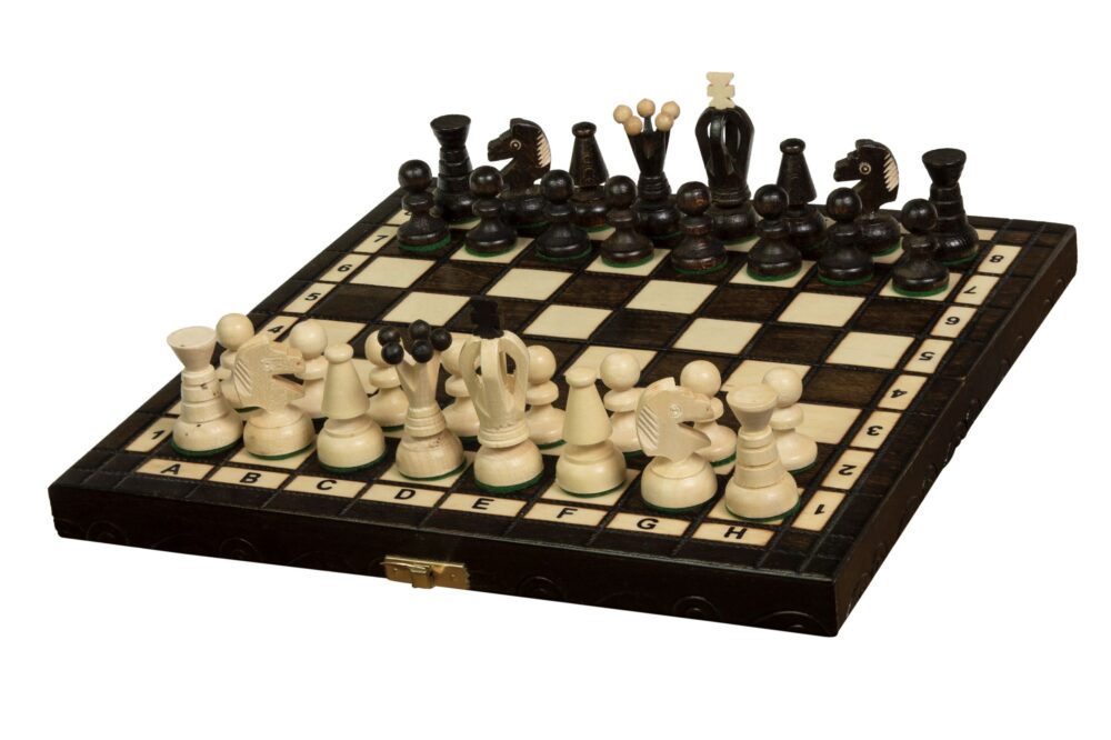 Petit Jeu d'Échecs en Bois Compact – Échiquier 30x30 cm avec Rangement Intégré