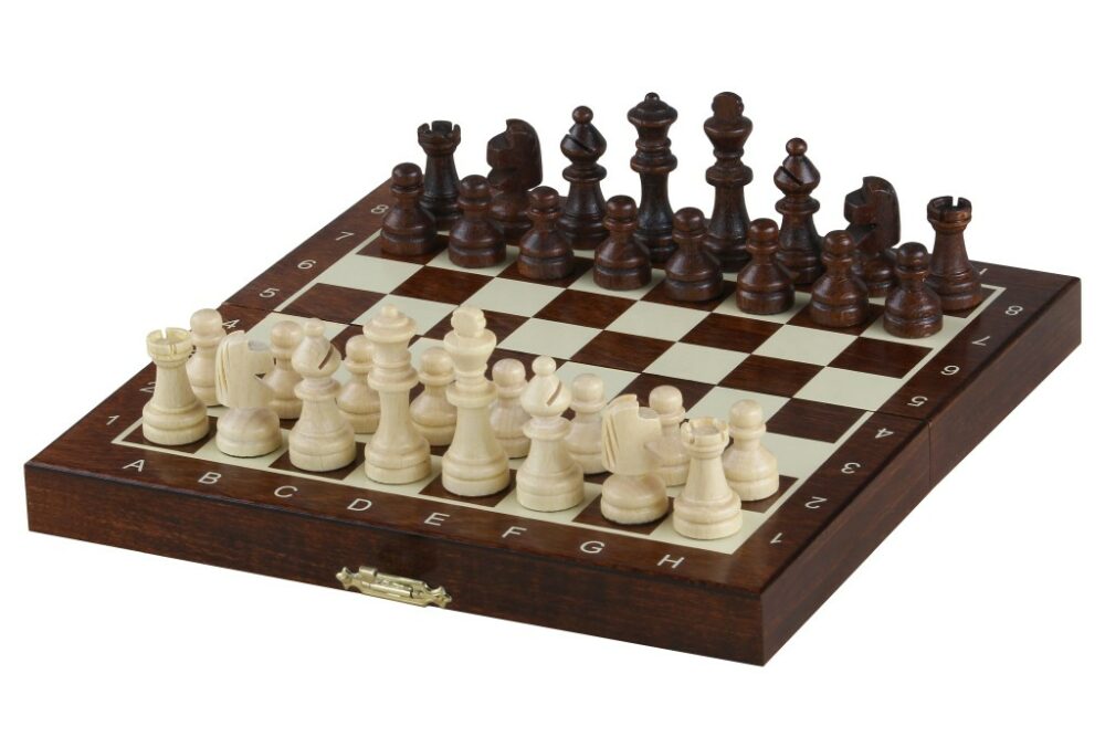 Échecs Magnétiques Mini – Jeu d’Échecs de Voyage Compact en Bois avec Pièces Staunton